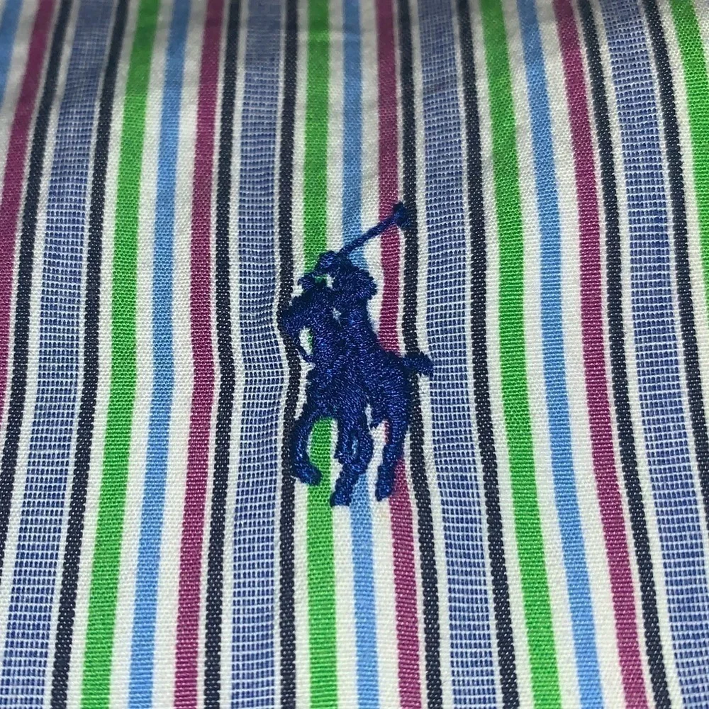 Polo Ralph Lauren L Oxford Classic Fit Large Dress Shirt Colorful Stripes EUC